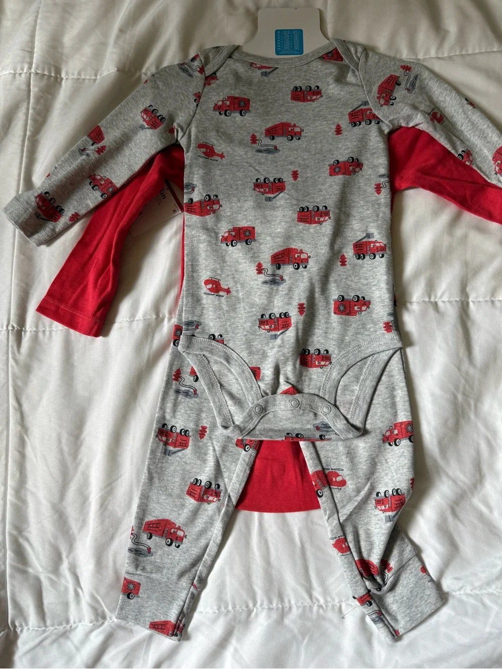 Carter's Red, Green & Cream Pajama Trios with Navy and Light Blue Pants